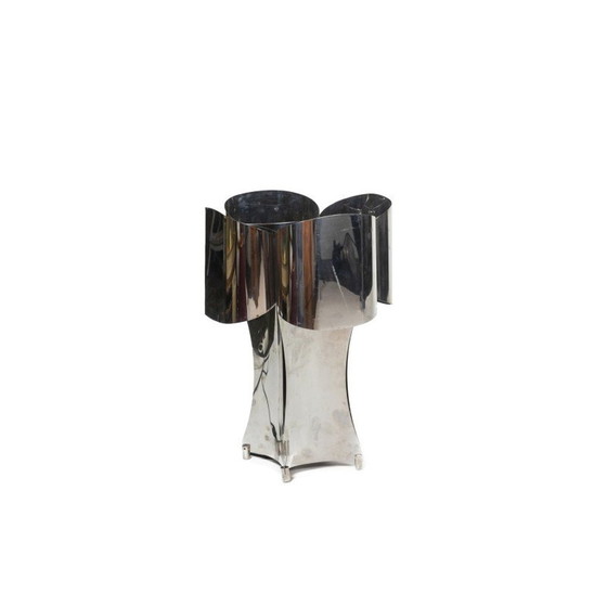 Image 1 of Lampe vintage "quadrilobe" en métal poli, France 1970