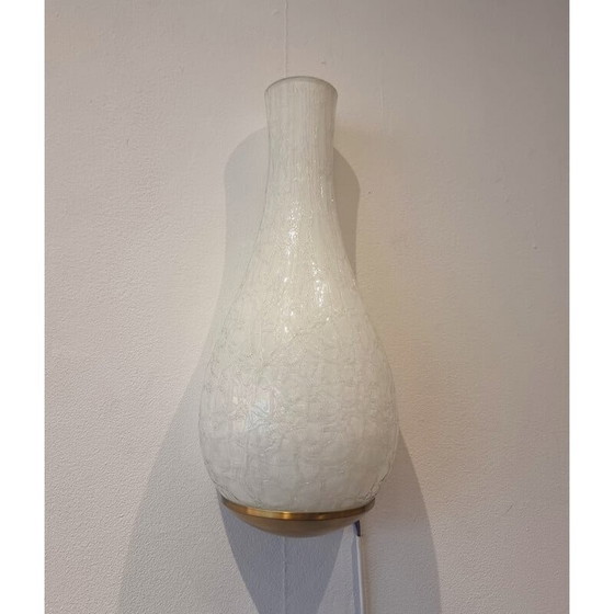 Image 1 of Paire d'appliques vintage Oeufs en verre et laiton par Jean Perzel, 1940