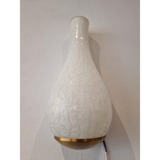 Image 1 of Paire d'appliques vintage Oeufs en verre et laiton par Jean Perzel, 1940