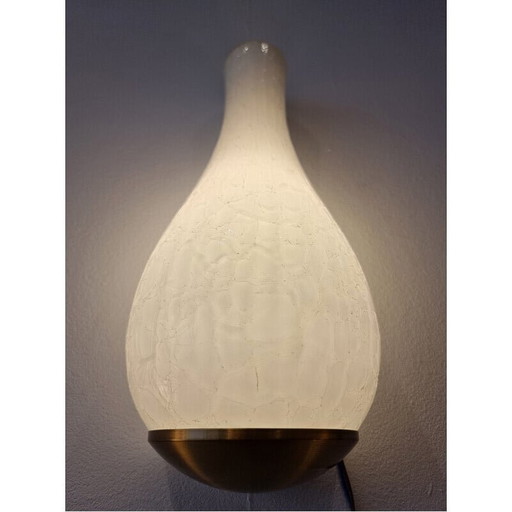 Paire d'appliques vintage Oeufs en verre et laiton par Jean Perzel, 1940
