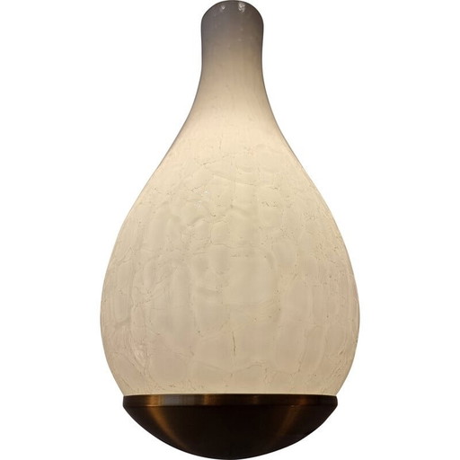 Paire d'appliques vintage Oeufs en verre et laiton par Jean Perzel, 1940