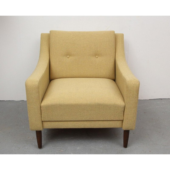 Image 1 of Fauteuil en tissu jaune - années 1950
