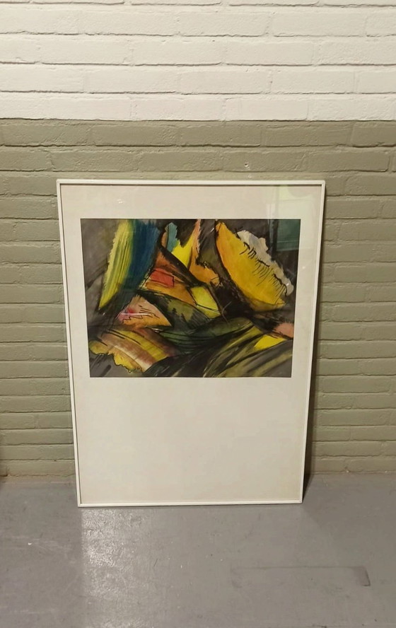 Image 1 of Vintage Origineel Aquarel Schilderij, Ingelijst