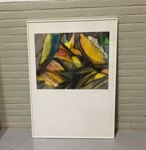 Vintage Origineel Aquarel Schilderij, Ingelijst