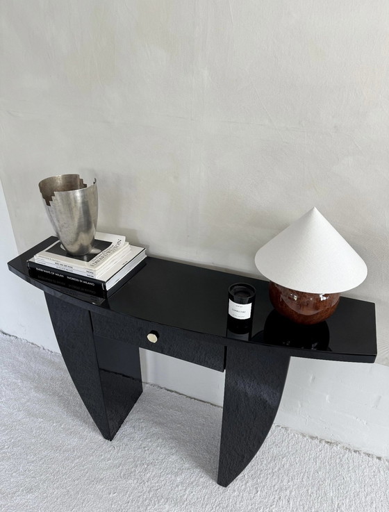 Image 1 of Console Art Déco Français Noir Brillant