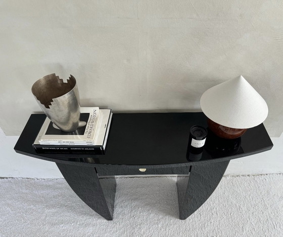 Image 1 of Console Art Déco Français Noir Brillant