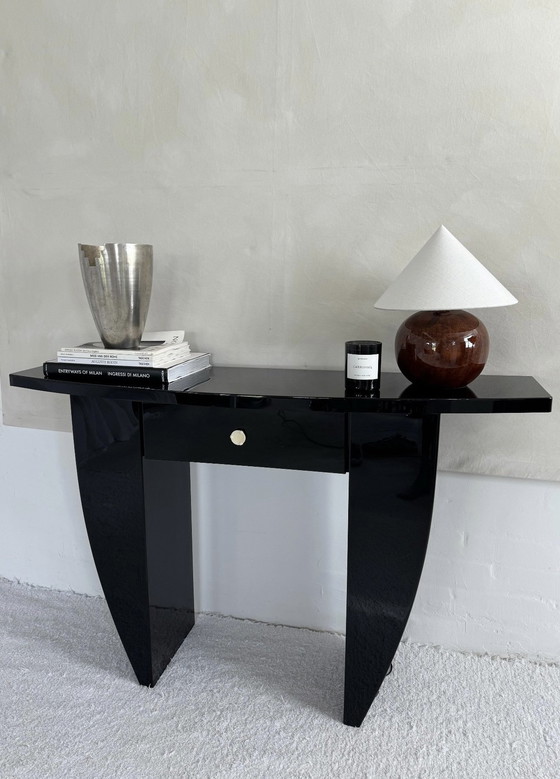 Image 1 of Console Art Déco Français Noir Brillant