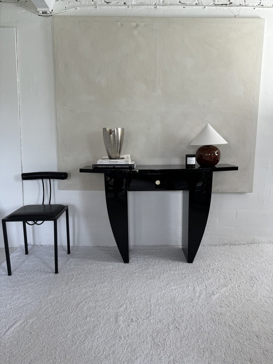 Image 1 of Console Art Déco Français Noir Brillant
