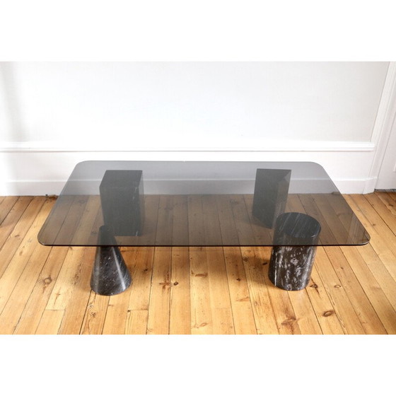 Image 1 of Table basse vintage en marbre et verre, 1970