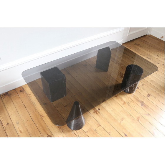 Image 1 of Table basse vintage en marbre et verre, 1970