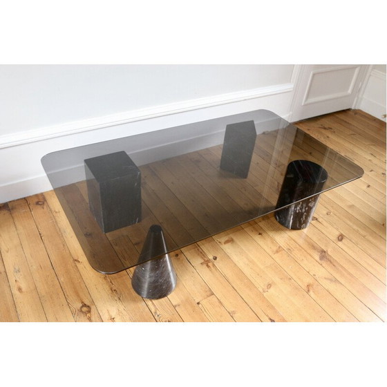 Image 1 of Table basse vintage en marbre et verre, 1970