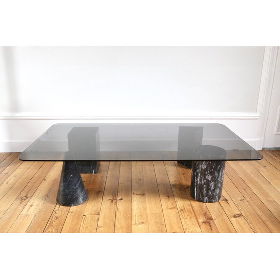 Image 1 of Table basse vintage en marbre et verre, 1970