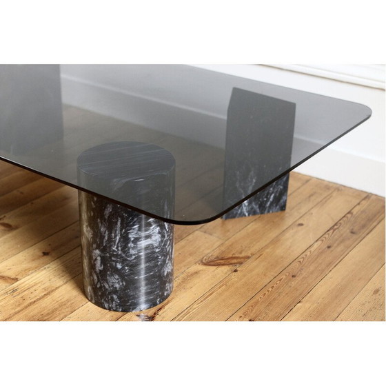 Image 1 of Table basse vintage en marbre et verre, 1970