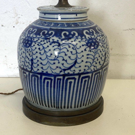 Image 1 of Pied De Lampe Bois En Porcelaine De Chine