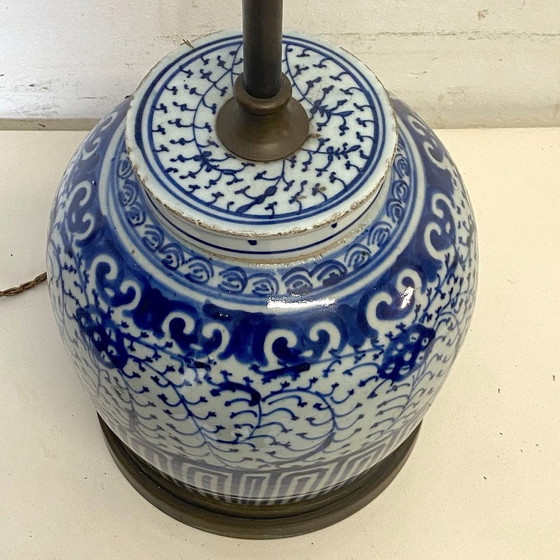 Image 1 of Pied De Lampe Bois En Porcelaine De Chine