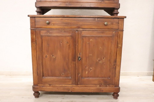 Buffet rustique ancien en bois de sapin, 19e siècle