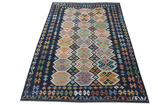 Kilim afghan en laine tissé à la main - 261 X 172 cm - Nouveau