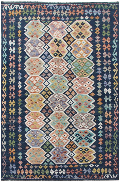 Kilim afghan en laine tissé à la main - 261 X 172 cm - Nouveau