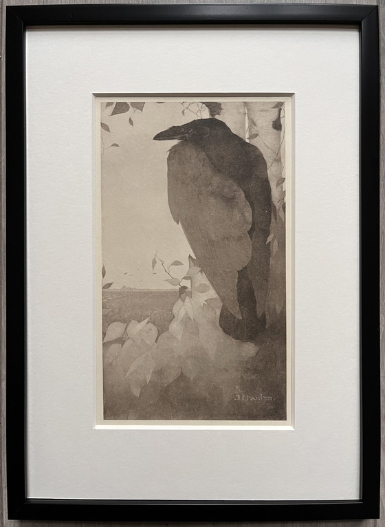 Image 1 of Jan Mankes 1889-1920 / Héliogravure Corbeau sur bouleau 1923