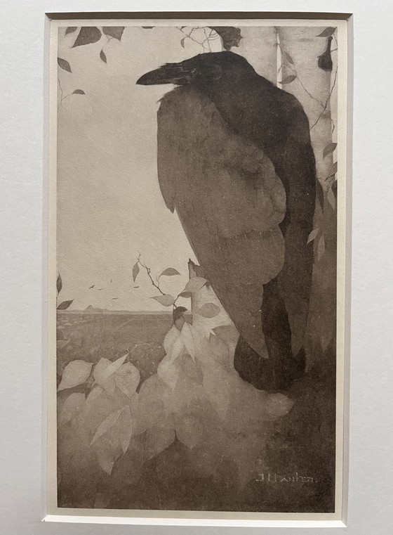 Image 1 of Jan Mankes 1889-1920 / Héliogravure Corbeau sur bouleau 1923