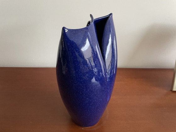 Image 1 of Ed Meissenberg - Vase pliant en céramique d'art bleue