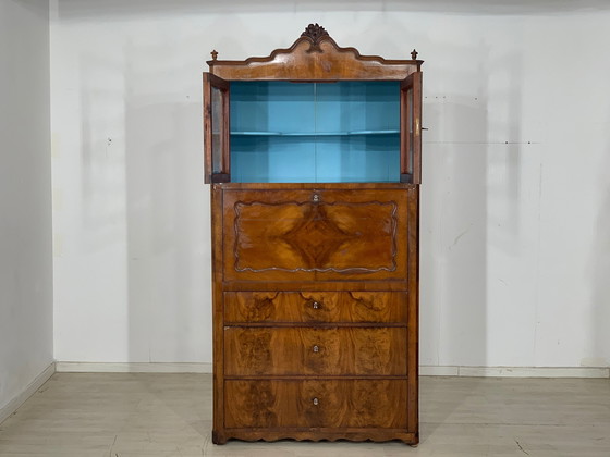 Image 1 of Secrétaire Biedermeier armoire vitrine buffet vers 1880