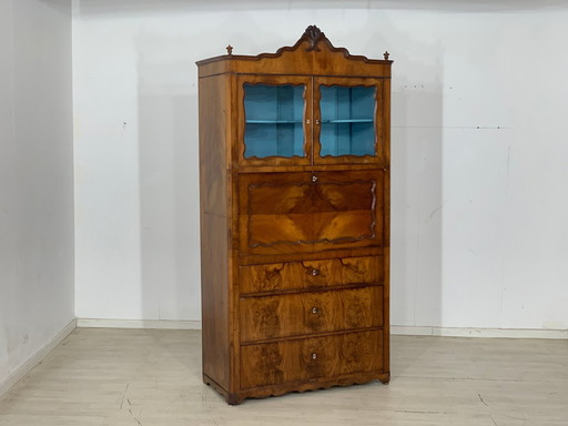 Secrétaire Biedermeier armoire vitrine buffet vers 1880