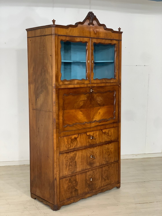 Image 1 of Secrétaire Biedermeier armoire vitrine buffet vers 1880