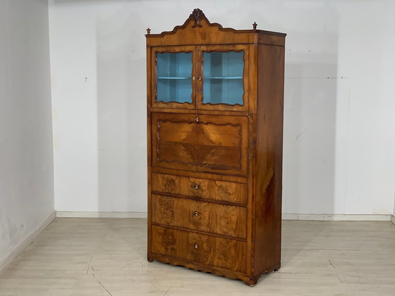 Image 1 of Secrétaire Biedermeier armoire vitrine buffet vers 1880