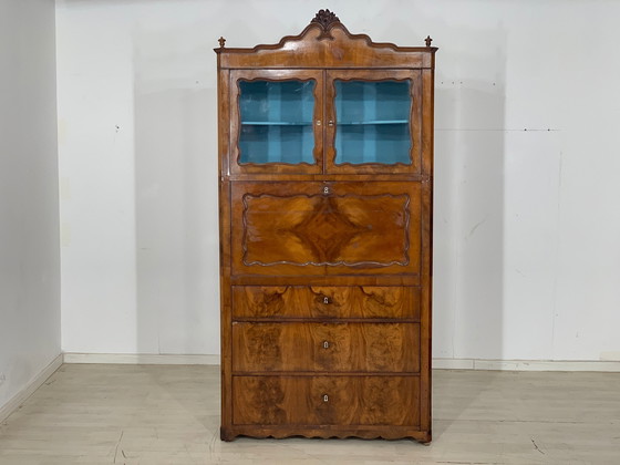 Image 1 of Secrétaire Biedermeier armoire vitrine buffet vers 1880