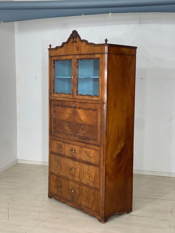 Image 1 of Secrétaire Biedermeier armoire vitrine buffet vers 1880