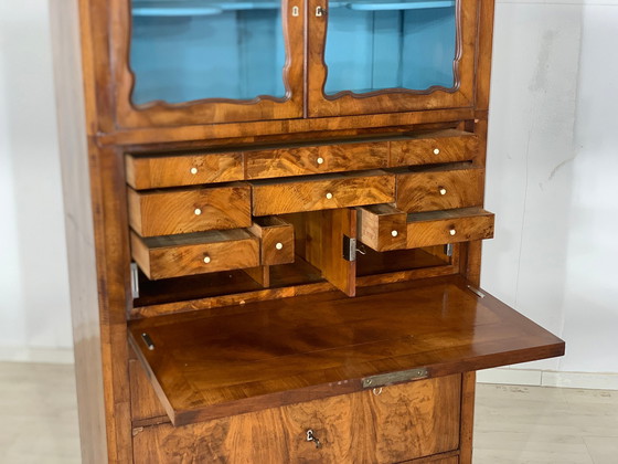 Image 1 of Secrétaire Biedermeier armoire vitrine buffet vers 1880