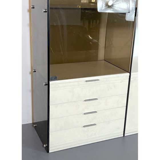 Image 1 of Meuble de cuisine vintage en verre fumé et bois laqué par Gallotti et Radice, 1970