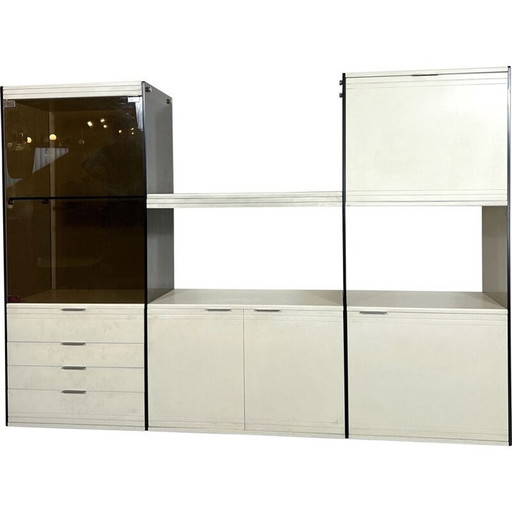 Meuble de cuisine vintage en verre fumé et bois laqué par Gallotti et Radice, 1970