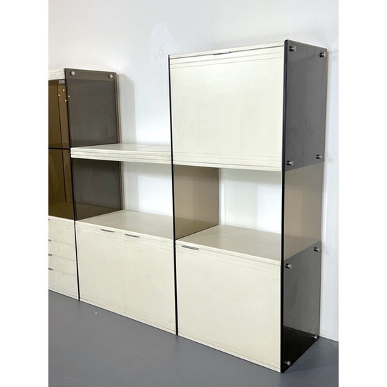 Image 1 of Meuble de cuisine vintage en verre fumé et bois laqué par Gallotti et Radice, 1970