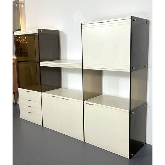 Image 1 of Meuble de cuisine vintage en verre fumé et bois laqué par Gallotti et Radice, 1970
