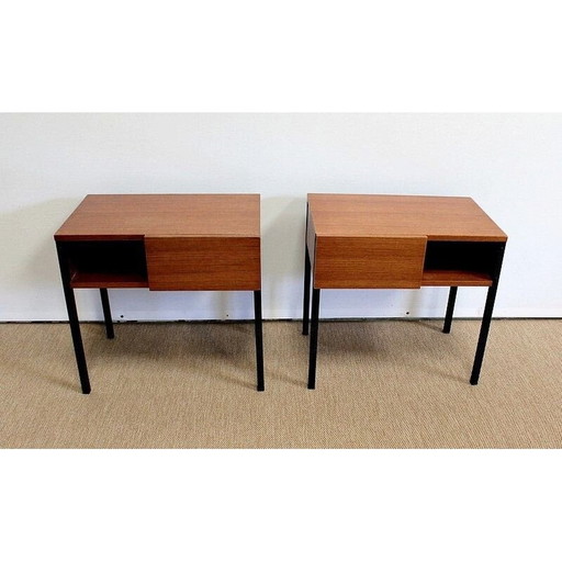 Paire de tables de chevet vintage en teck, années 1960