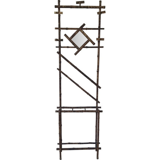 Image 1 of Porte-manteau vintage "Art Nouveau" en bambou avec miroir