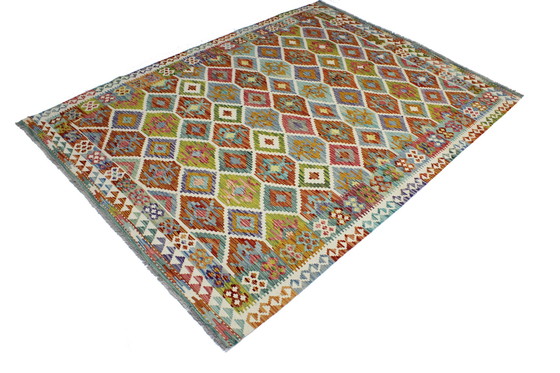 Image 1 of Original Old Style Kelim Afghan 238 X 178 Cm Top condition