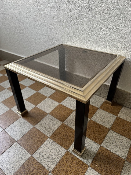 Image 1 of Petite Table Basse Laiton Verre Fumé Années 70