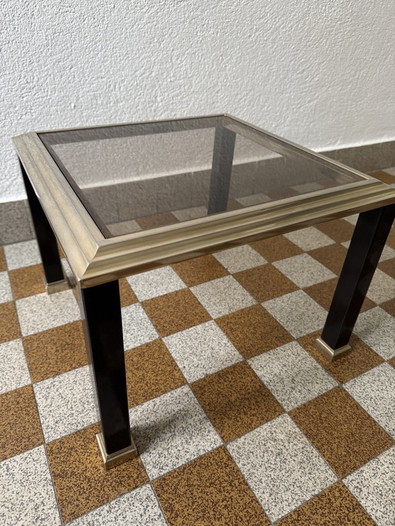 Image 1 of Petite Table Basse Laiton Verre Fumé Années 70