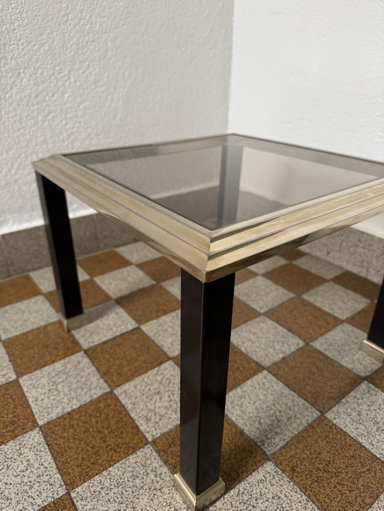 Image 1 of Petite Table Basse Laiton Verre Fumé Années 70