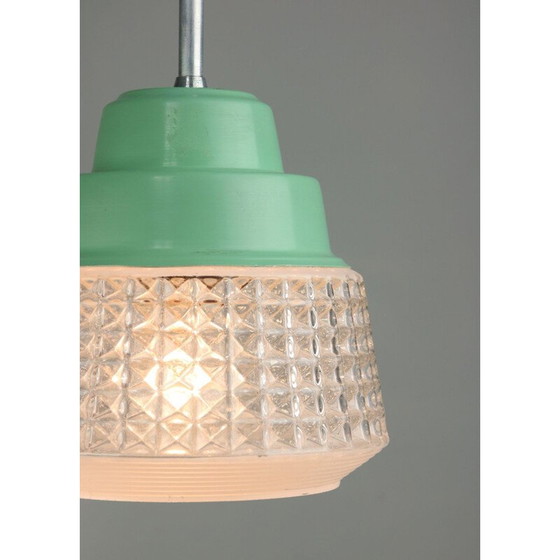 Image 1 of Lampe suspendue en verre turquoise du Mid Century, années 1960