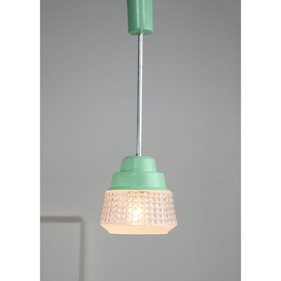 Image 1 of Lampe suspendue en verre turquoise du Mid Century, années 1960