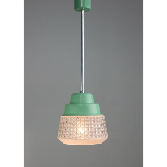 Image 1 of Lampe suspendue en verre turquoise du Mid Century, années 1960