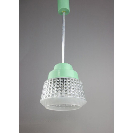 Image 1 of Lampe suspendue en verre turquoise du Mid Century, années 1960