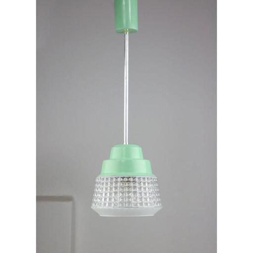 Lampe suspendue en verre turquoise du Mid Century, années 1960