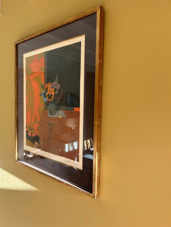 Image 1 of Framed Lithograph Flowers