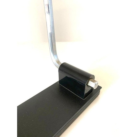 Image 1 of Lampe de table vintage en métal laqué noir et acier chromé par Corrado et Luigi Aroldi pour Luci, Italie 1970