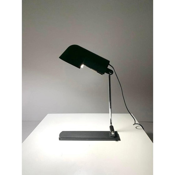 Image 1 of Lampe de table vintage en métal laqué noir et acier chromé par Corrado et Luigi Aroldi pour Luci, Italie 1970